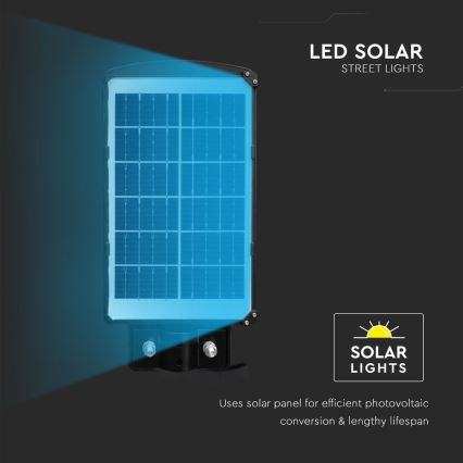 LED Hämardatav päikesepaneeliga tänavalamp koos liikumis- ja hämardusanduriga LED/6W/3,2V 6000K IP65 5000 mAh must + kaugjuhtimispult