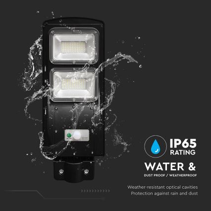 LED Hämardatav päikesepaneeliga tänavalamp koos liikumis- ja hämardusanduriga LED/8W/3,2V 6000K IP65 9000 mAh must + kaugjuhtimispult