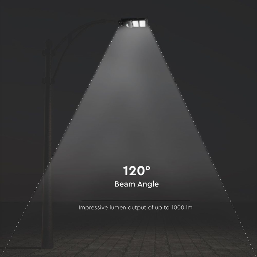 LED Hämardatav päikesepaneeliga tänavalamp koos liikumis- ja hämardusanduriga LED/8W/3,2V 6000K IP65 9000 mAh must + kaugjuhtimispult