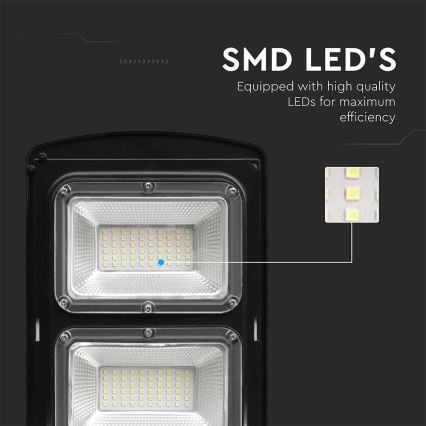 LED Hämardatav päikesepaneeliga tänavalamp koos liikumis- ja hämardusanduriga LED/8W/3,2V 6000K IP65 9000 mAh must + kaugjuhtimispult