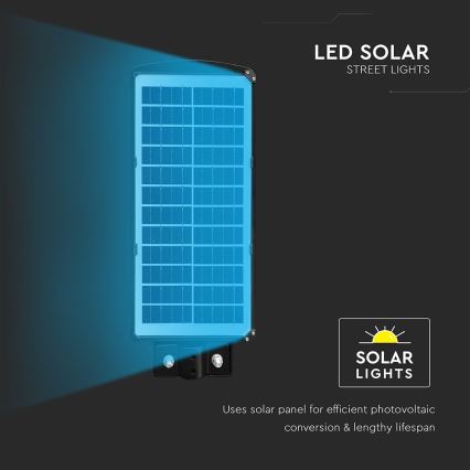 LED Hämardatav päikesepaneeliga tänavalamp koos liikumis- ja hämardusanduriga LED/8W/3,2V 6000K IP65 9000 mAh must + kaugjuhtimispult