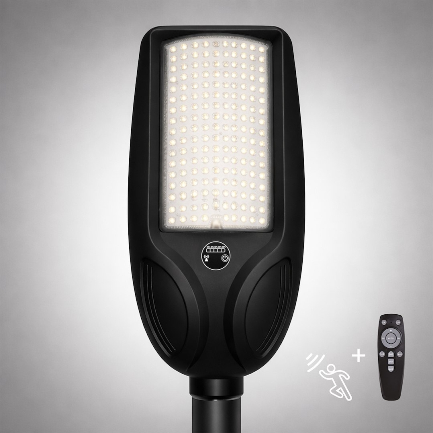Hämardatav LED-päikese tänavavalgusti anduriga VENICE LED/200W/3,2V 12000 mAh IP65 must + kaugjuhtimispult