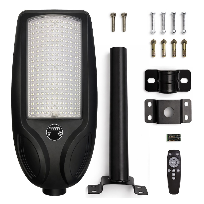 Hämardatav LED-päikese tänavavalgusti anduriga VENICE LED/200W/3,2V 12000 mAh IP65 must + kaugjuhtimispult