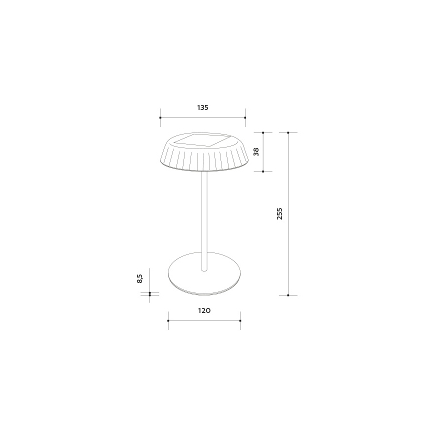LED-hämardatav päikeselaetav laualamp VIVIEN LED/3W/5V 2700K 1600 mAh IP54 must