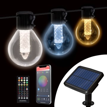 LED hämardatav päikesepatareiga valgusketi 15xLED/1,5W/3,7/5V 2700-10000K 2200 mAh 9 m IP65 must + kaugjuhtimispult