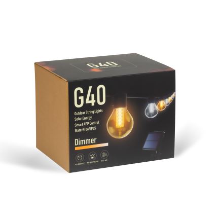LED hämardatav päikesepatareiga valgusketi 15xLED/1,5W/3,7/5V 2700-10000K 2200 mAh 9 m IP65 must + kaugjuhtimispult