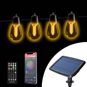 LED hämardatav päikesevalguskett 25xLED/1,5W/3,7/5V 2700-10000K 2200 mAh 15 m IP65 must + kaugjuhtimispult