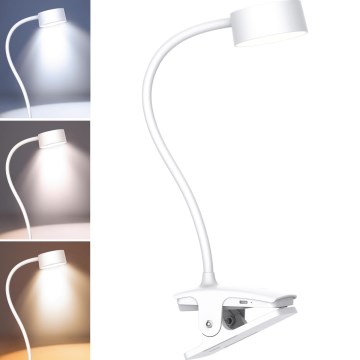LED Hämardatav paindlik laetav laualamp klambriga LED/2W/1800 mAh 3000/4000/6500K valge