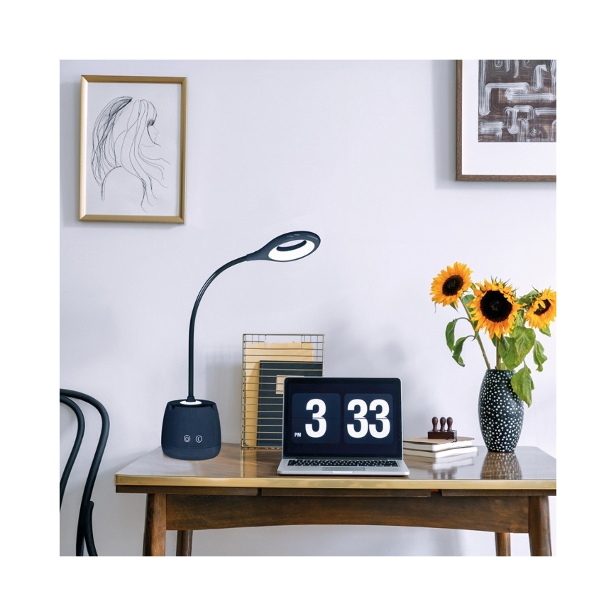 LED Hämardatav paindlik laetav laualamp LUSIA LED/5W/5V 3000/4000K 1200 mAh must
