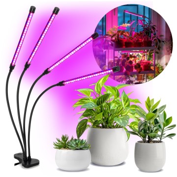 LED Hämardatav paindlik laualamp klambriga taimede kasvatamiseks VITARO 4xLED/10W/230V must