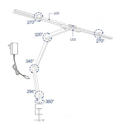 LED Hämardatav puutetundlik paindlik laualamp POINTIQ LED/24W/230V 3000-6500K CRI 92 must