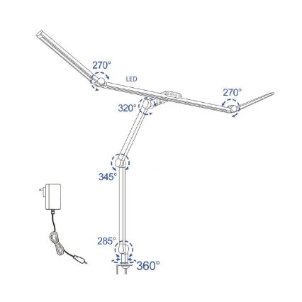 LED Hämardatav puutetundlik paindlik laualamp LED/36W/230V 3000-6500K CRI 92 must