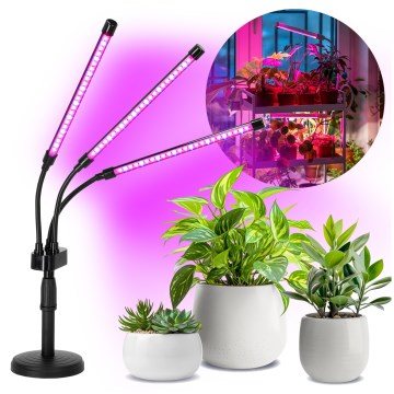 LED Hämardatav paindlik laualamp taimede kasvatamiseks VITARO 3xLED/10W/230V must