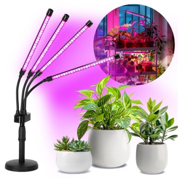 LED Hämardatav paindlik laualamp taimede kasvatamiseks VITARO 4xLED/10W/230V must