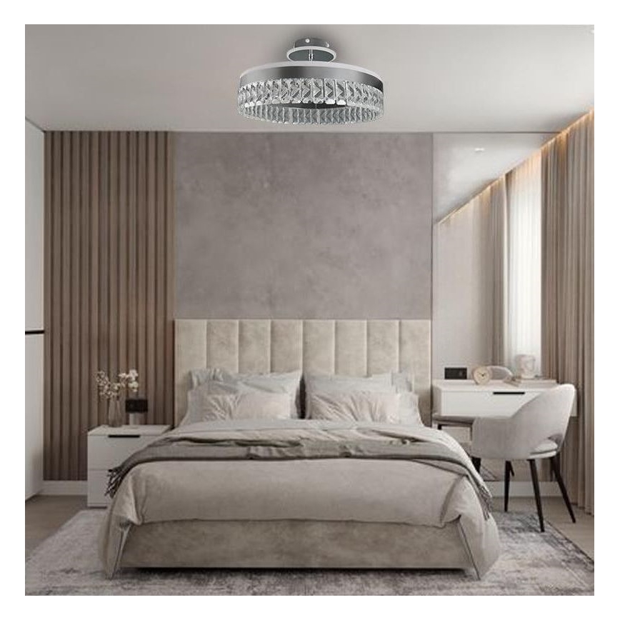 LED Hämardatav pinnale paigaldatav kristall-lühter LED/75W/230V 3000-6500K matt kroom + kaugjuhtimispult