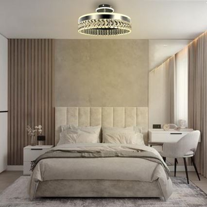 LED Hämardatav pinnale paigaldatav kristall-lühter LED/75W/230V 3000-6500K matt kroom + kaugjuhtimispult