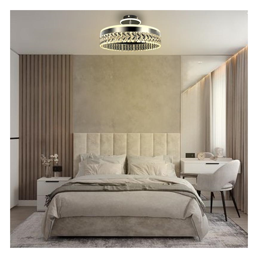 LED Hämardatav pinnale paigaldatav kristall-lühter LED/75W/230V 3000-6500K matt kroom + kaugjuhtimispult