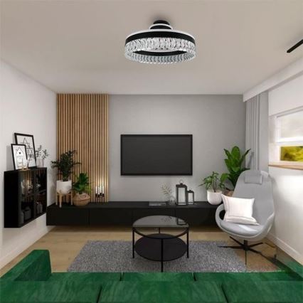 LED Hämardatav kristall pinnale kinnitatav lühter LED/75W/230V 3000-6500K must + kaugjuhtimispult