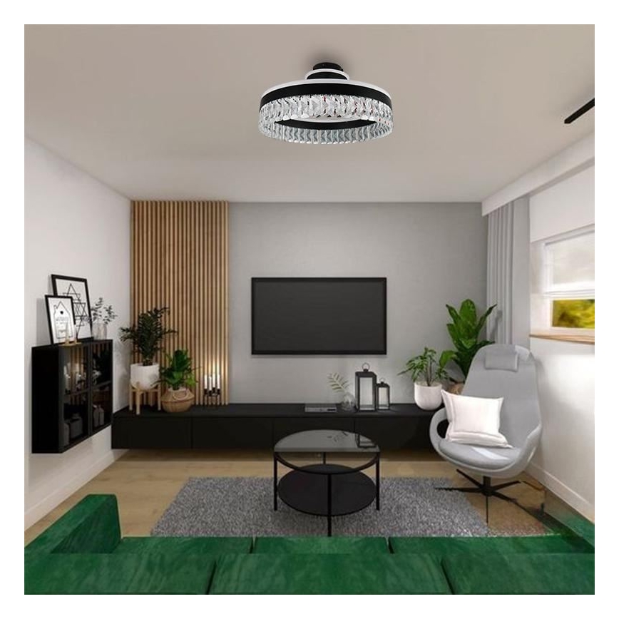 LED Hämardatav kristall pinnale kinnitatav lühter LED/75W/230V 3000-6500K must + kaugjuhtimispult