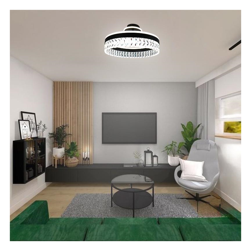 LED Hämardatav kristall pinnale kinnitatav lühter LED/75W/230V 3000-6500K must + kaugjuhtimispult