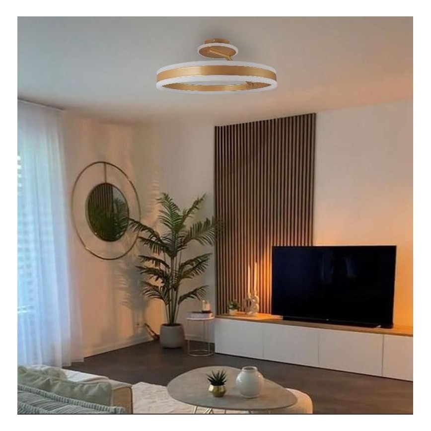 LED Hämardatav pinnale kinnitatav lühter LED/86W/230V 3000-6500K kuldne + kaugjuhtimispult