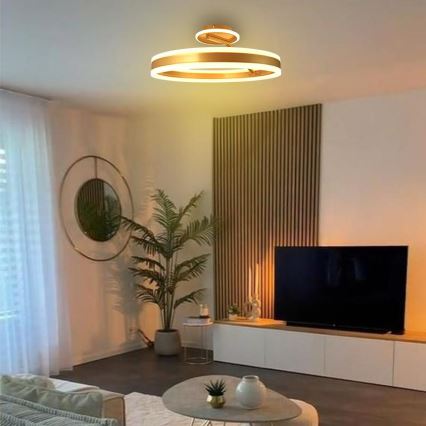 LED Hämardatav pinnale kinnitatav lühter LED/86W/230V 3000-6500K kuldne + kaugjuhtimispult