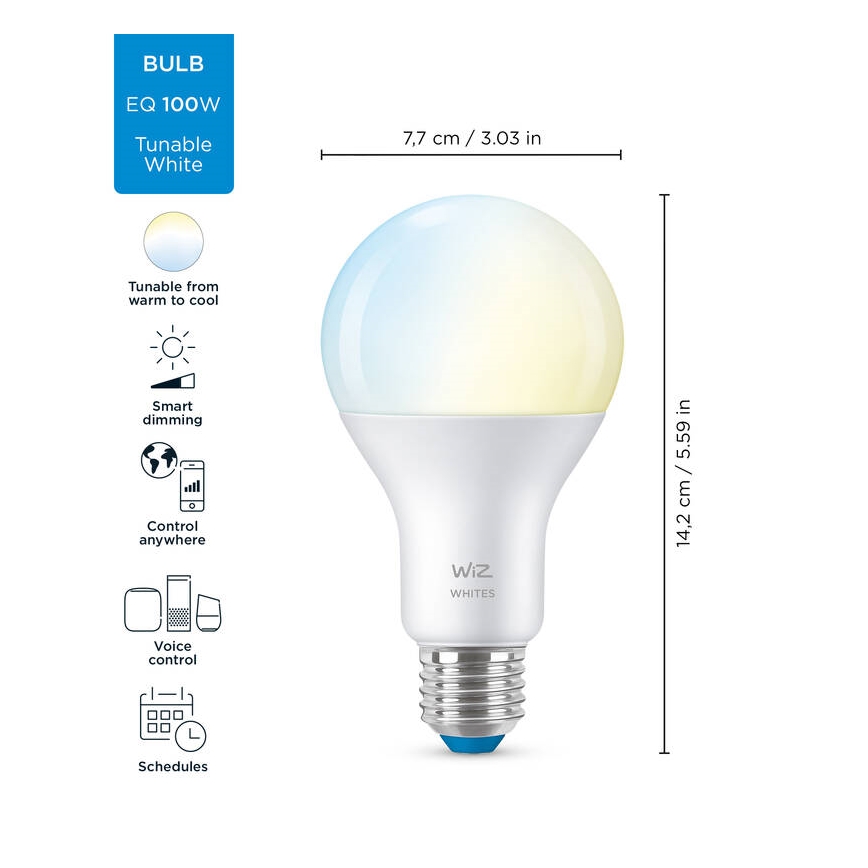 LED Hämardatav pirn A67 E27/13W/230V 2700-6500K CRI 90 Wi-Fi - WiZ
