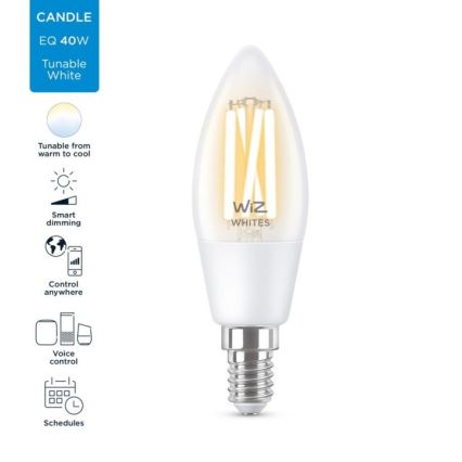 LED Hämardatav pirn FILAMENT C35 E14/4,9W/230V 2700-6500K CRI 90 Wi-Fi - WiZ