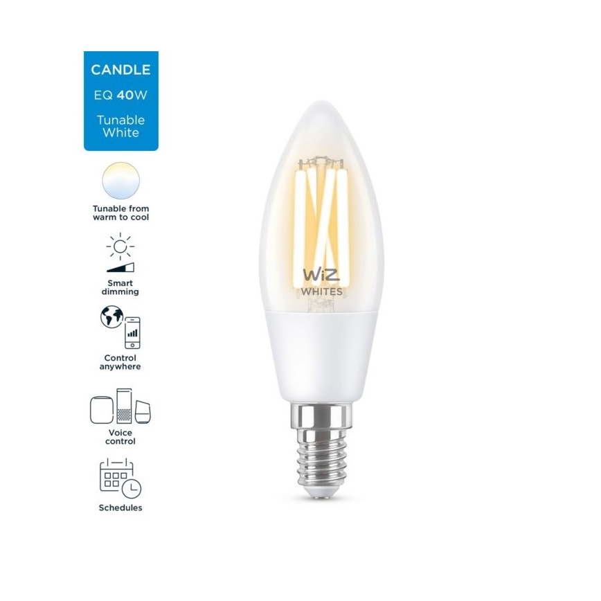 LED Hämardatav pirn FILAMENT C35 E14/4,9W/230V 2700-6500K CRI 90 Wi-Fi - WiZ