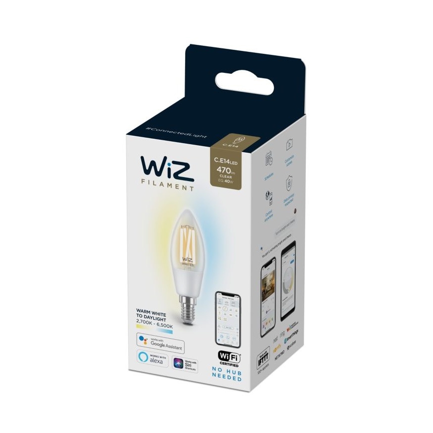 LED Hämardatav pirn FILAMENT C35 E14/4,9W/230V 2700-6500K CRI 90 Wi-Fi - WiZ