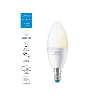 LED Hämardatav pirn C37 E14/4,9W/230V 2700-6500K CRI 90 Wi-Fi - WiZ