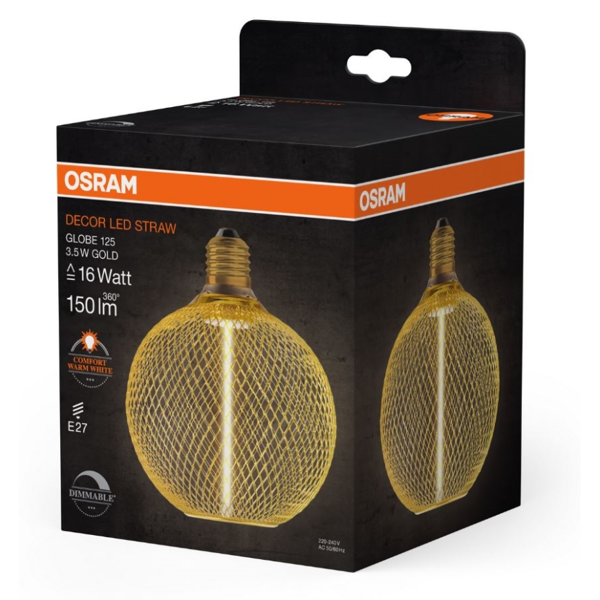 LED Hämardatav pirn DECOR  FILAMENT G125 E27/3,5W/230V 1800K kuldne - Osram