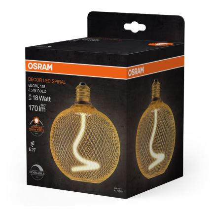 LED Hämardatav pirn DECOR FILAMENT G125 E27/3,5W/230V 1800K kuldne - Osram