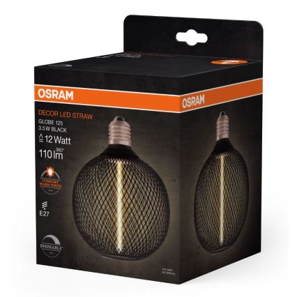 LED Hämardatav pirn DECOR  FILAMENT G125 E27/3,5W/230V 1800K must - Osram