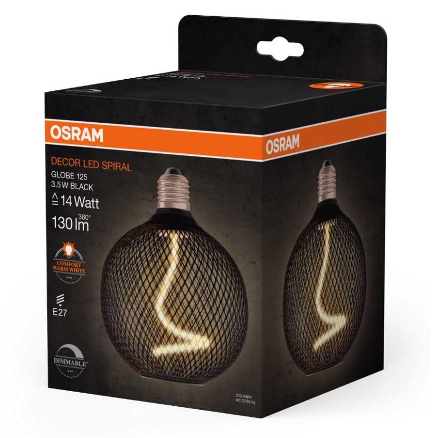 LED Hämardatav pirn DECOR FILAMENT G125 E27/3,5W/230V 1800K must - Osram