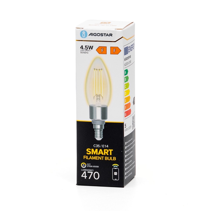LED Hämardatav pirn FILAMENT C35 E14/4,5W/230V 2700-6500K Wi-Fi - Aigostar