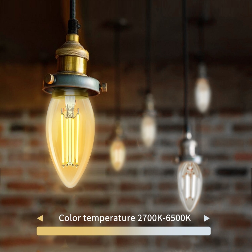 LED Hämardatav pirn FILAMENT C35 E14/4,5W/230V 2700-6500K Wi-Fi - Aigostar