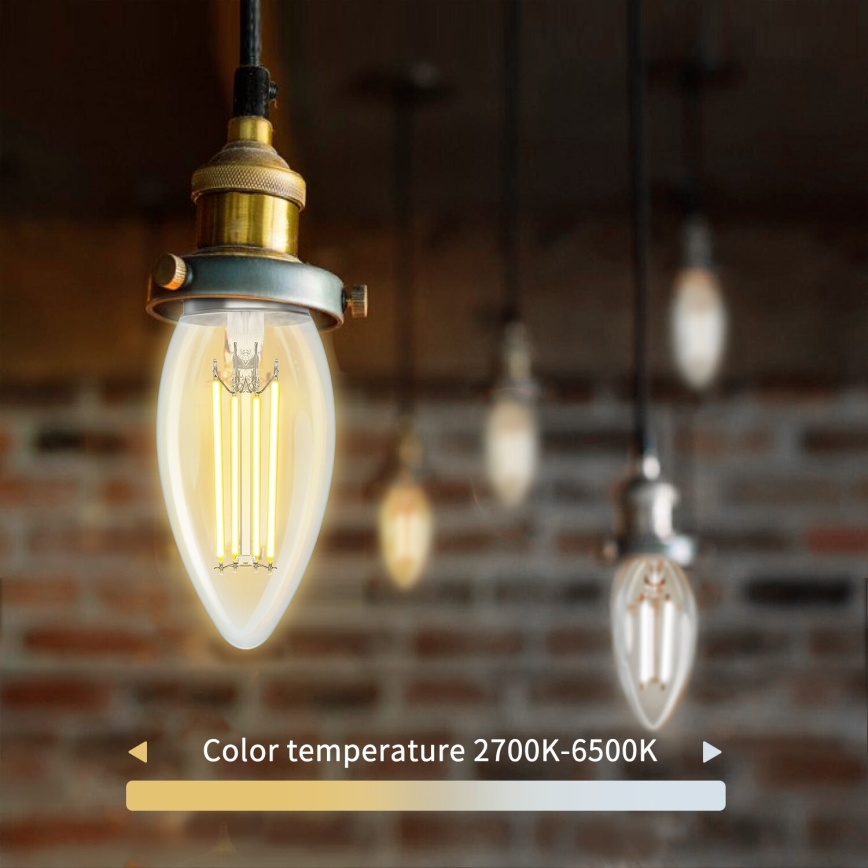 LED Hämardatav pirn FILAMENT C35 E27/4,5W/230V 2700-6500K Wi-Fi - Aigostar