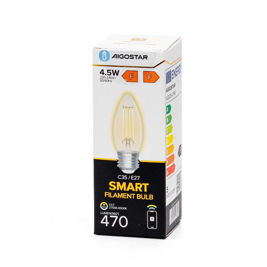 LED Hämardatav pirn FILAMENT C35 E27/4,5W/230V 2700-6500K Wi-Fi - Aigostar