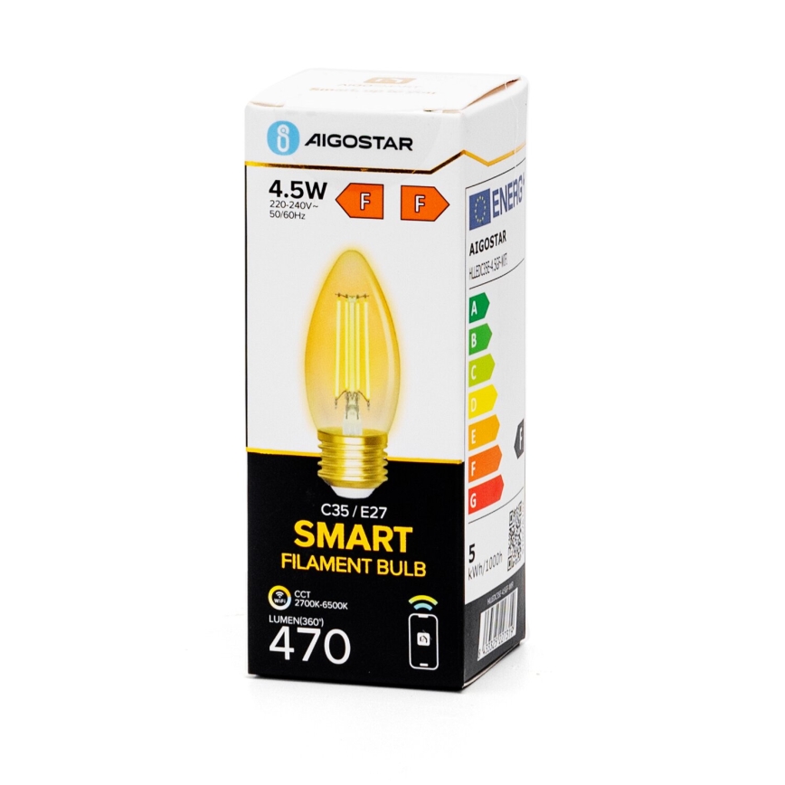 LED Hämardatav pirn FILAMENT C35 E27/4,5W/230V 2700-6500K Wi-Fi - Aigostar