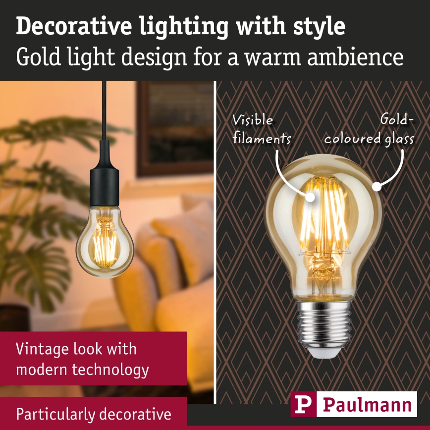 LED hämardatav pirn FILAMENT E27/6W/230V 1700K - Paulmann 28522