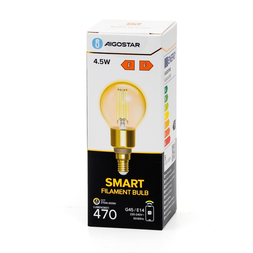 LED Hämardatav pirn FILAMENT G45 E14/4,5W/230V 2700-6500K Wi-Fi - Aigostar