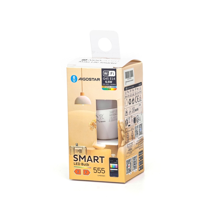 LED Hämardatav pirn FILAMENT G45 E14/6,5W/230V 2700-6500K Wi-Fi - Aigostar