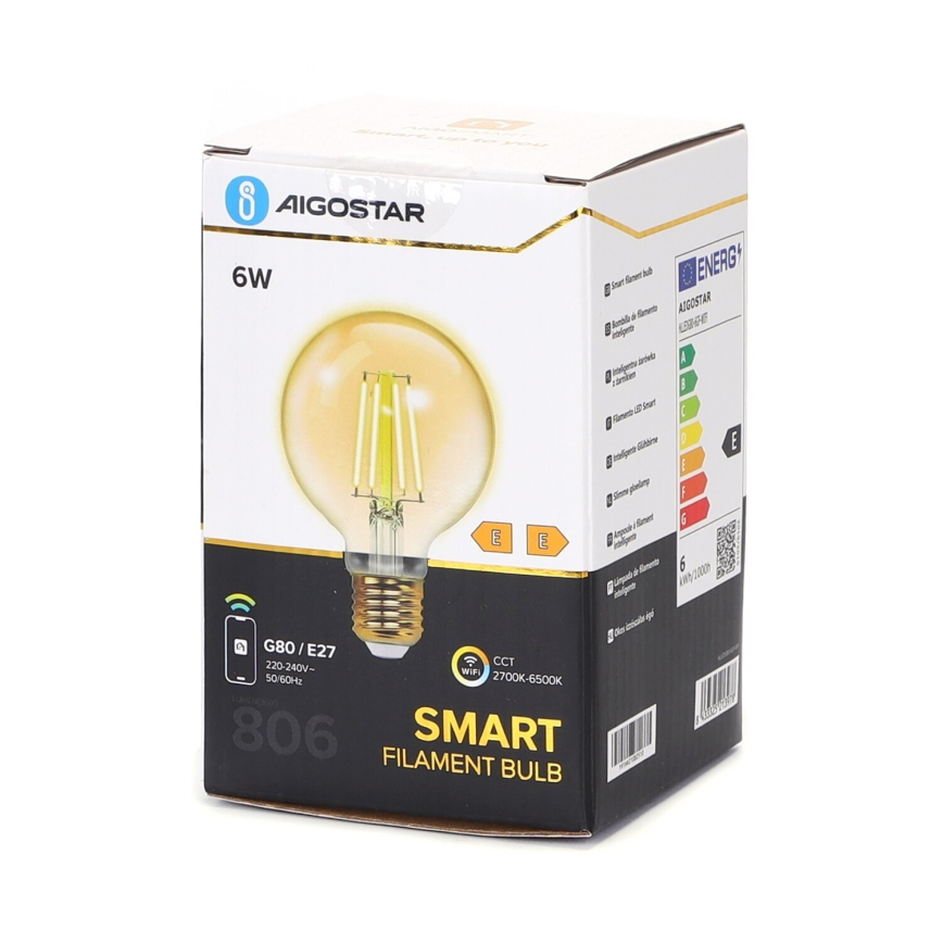 LED Hämardatav pirn FILAMENT G80 E27/6W/230V 2700-6500K Wi-Fi - Aigostar