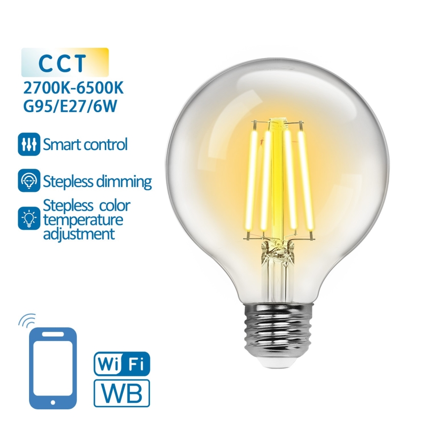 LED Hämardatav pirn FILAMENT G95 E27/6W/230V 2700-6500K Wi-Fi - Aigostar