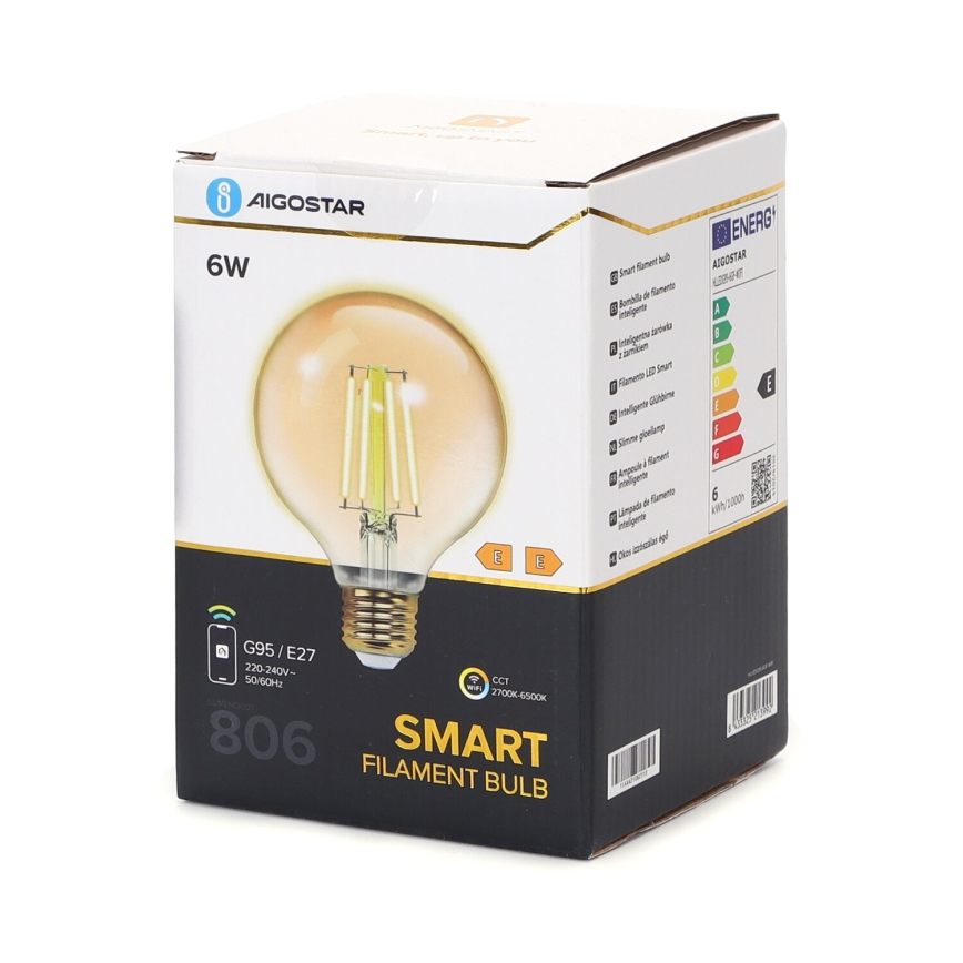 LED Hämardatav pirn FILAMENT G95 E27/6W/230V 2700-6500K Wi-Fi - Aigostar