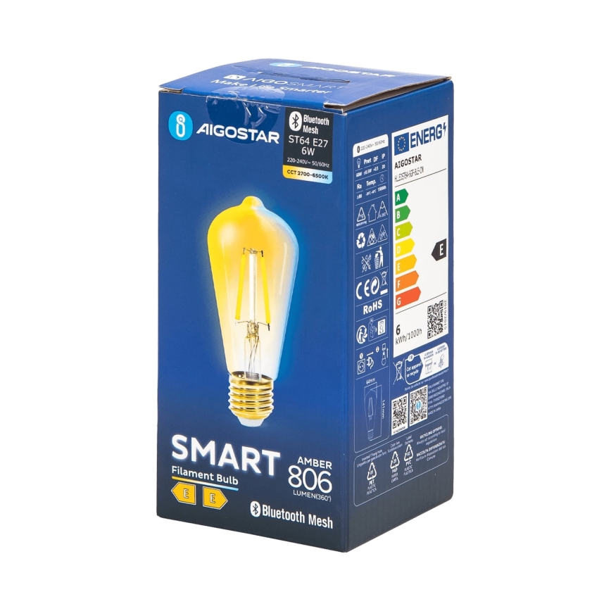 LED Hämardatav pirn FILAMENT MESH Nutikas ST64 E27/6W/230V 2700-6500K - Aigostar