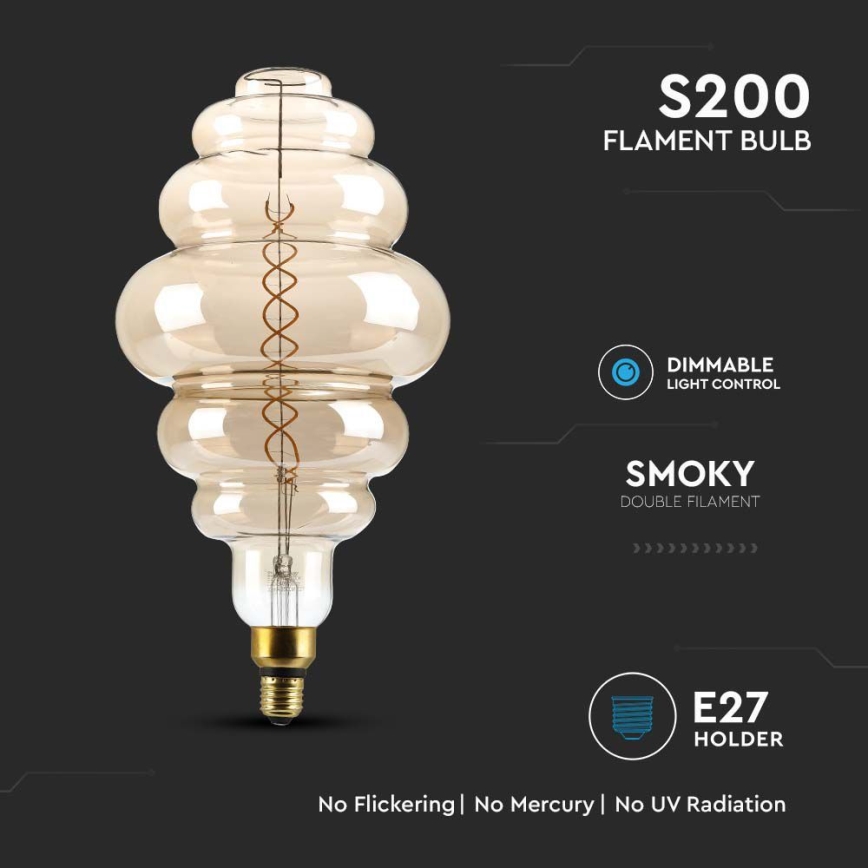 LED Hämardatav pirn FILAMENT S200 E27/8W/230V 1800K