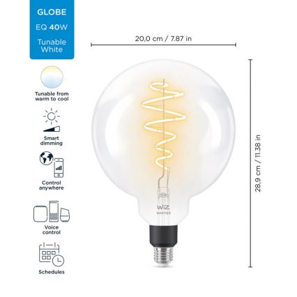 LED Hämardatav pirn FILAMENT G200 E27/6,5W/230V 2700-6500K CRI 90 Wi-Fi - WiZ