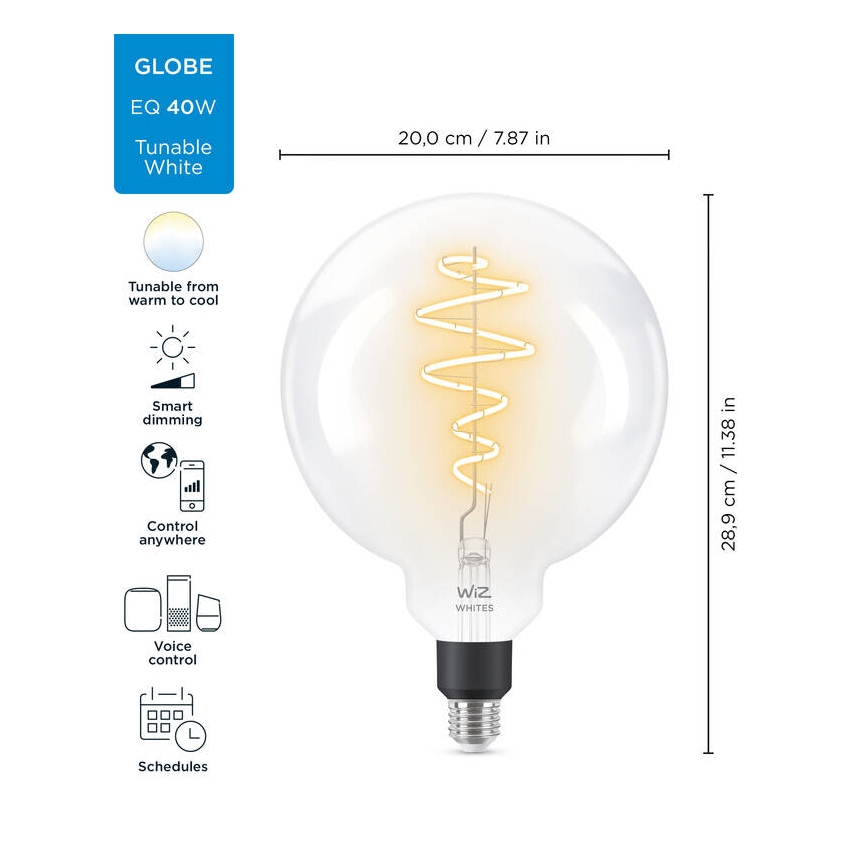 LED Hämardatav pirn FILAMENT G200 E27/6,5W/230V 2700-6500K CRI 90 Wi-Fi - WiZ